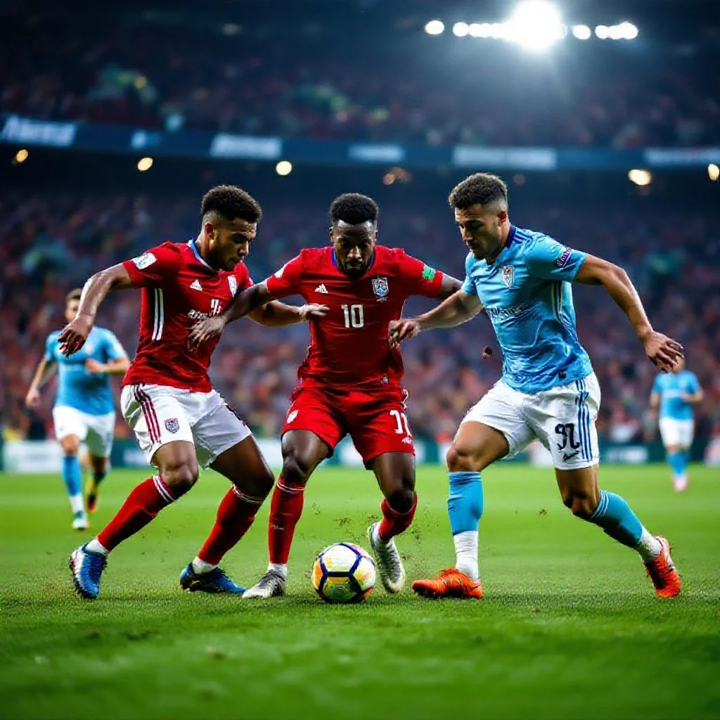 A midfield battle in a French league match
