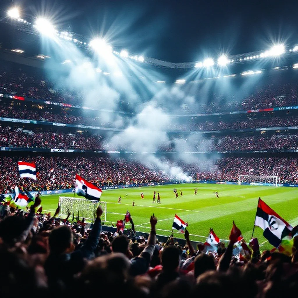 A packed football stadium during a crucial match