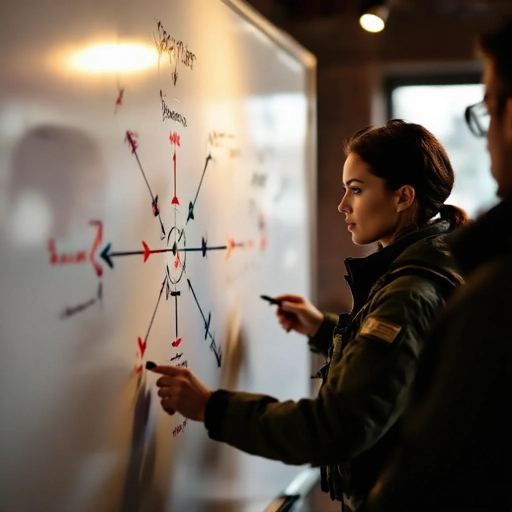 A tactical formation diagram on a whiteboard with female player names noted