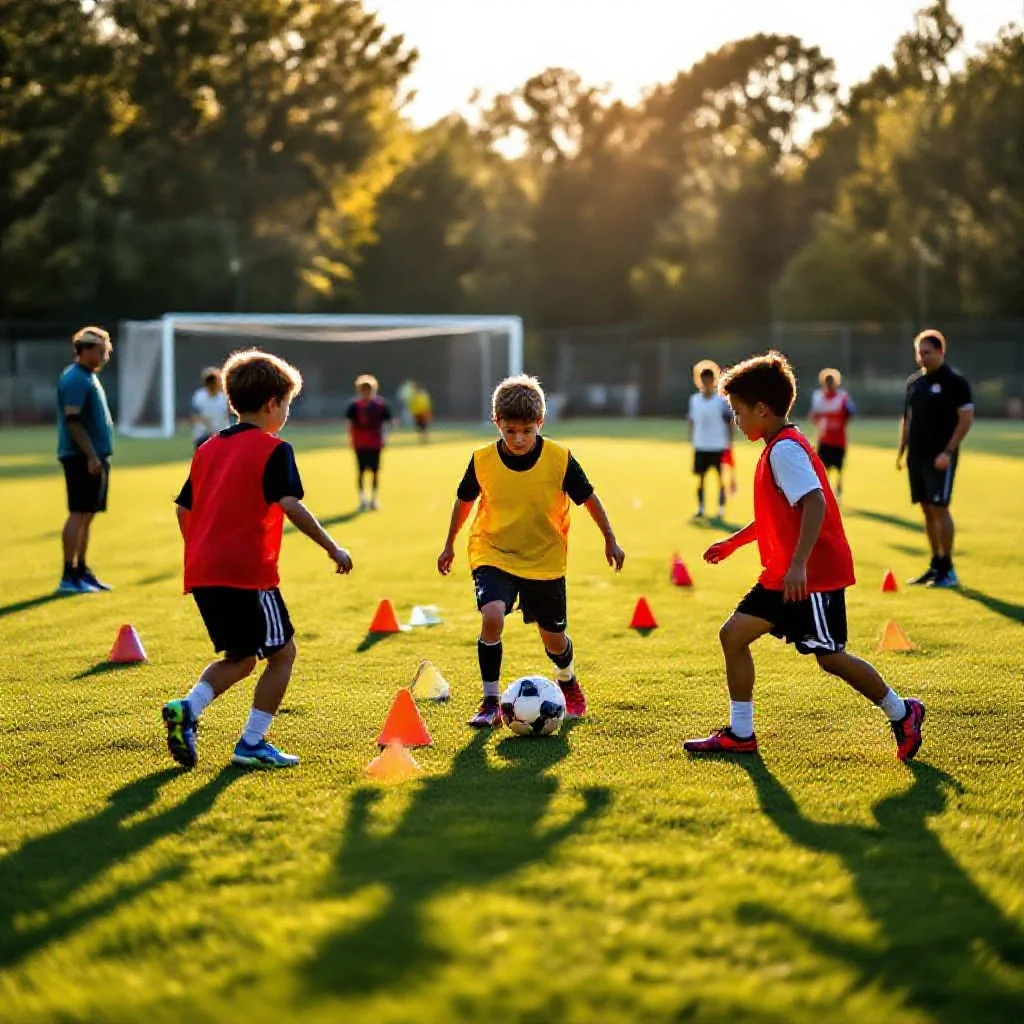 Young footballers in an academy training session