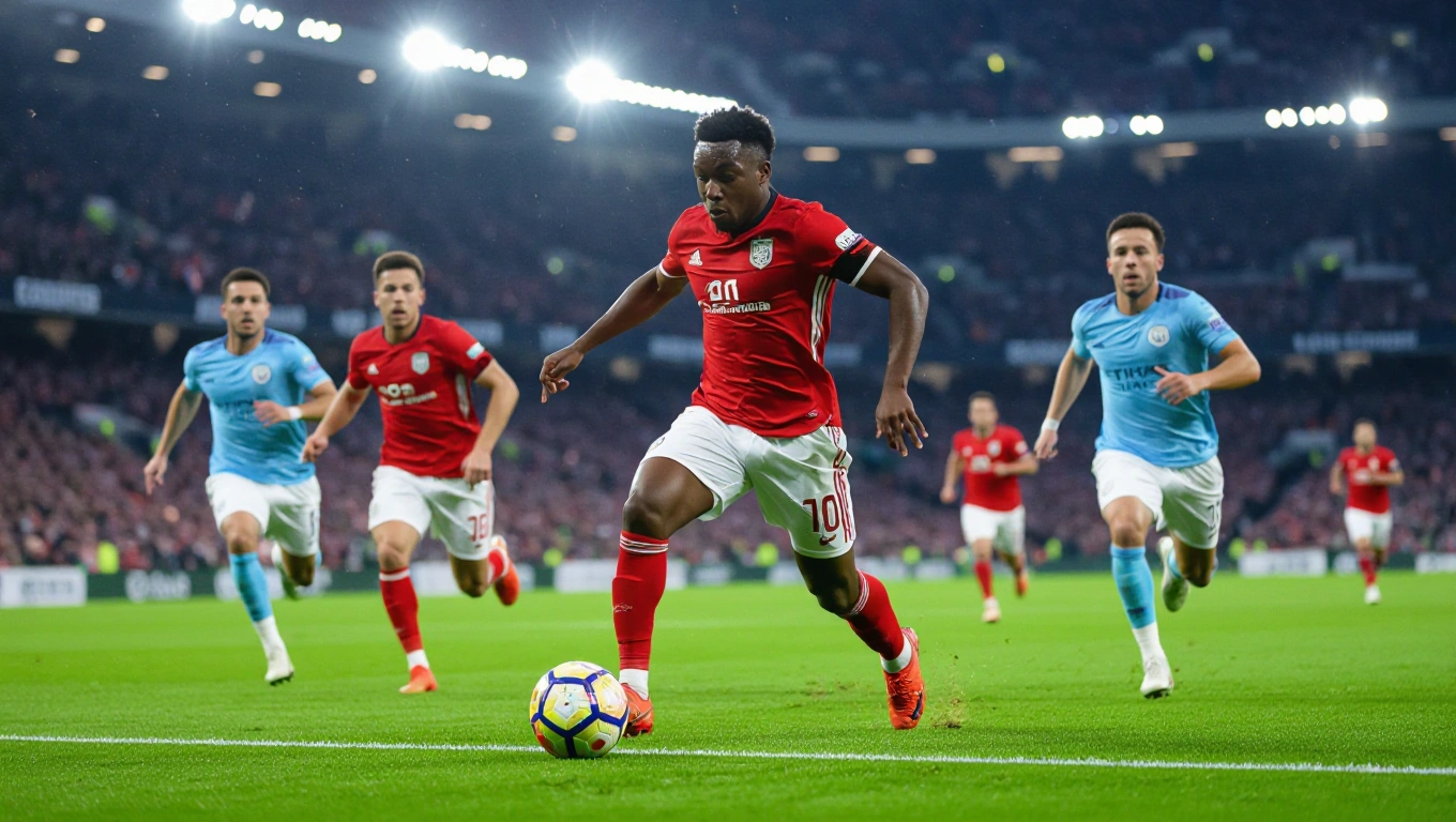 A winger dribbling at speed through the half-space between the defensive line and midfield