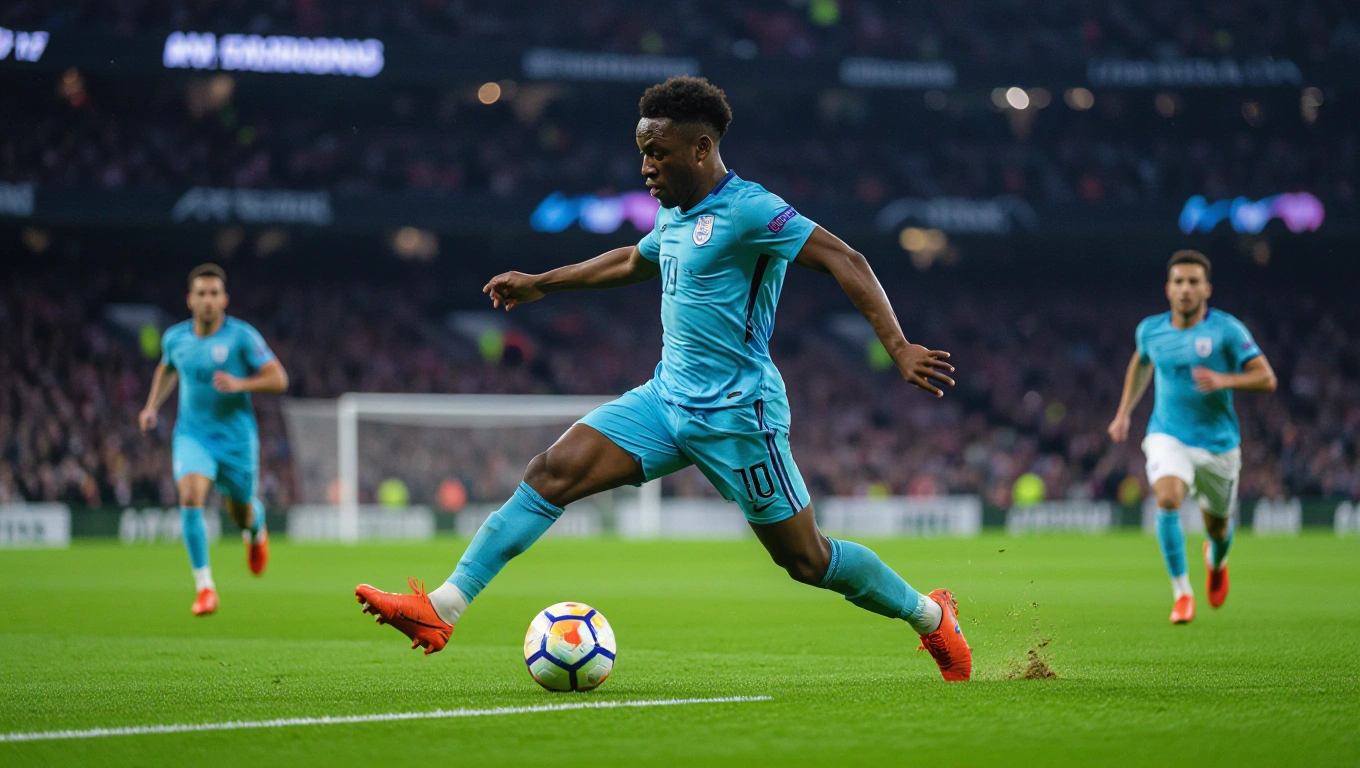 A creative midfielder playing a perfectly weighted through-ball between defensive lines