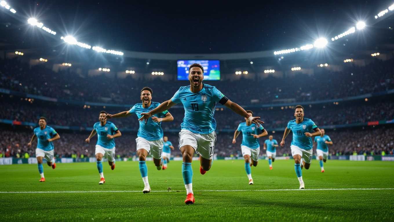 Players celebrating a World Cup winning goal