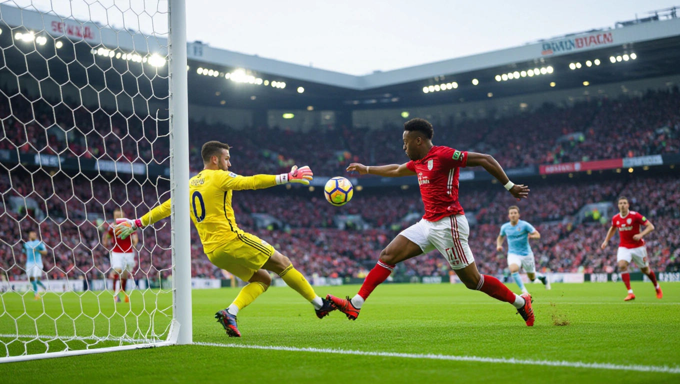 A goalkeeper playing a short precision pass to a nearby defender under pressing pressure